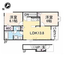豊郷サンライフII 2階2LDKの間取り