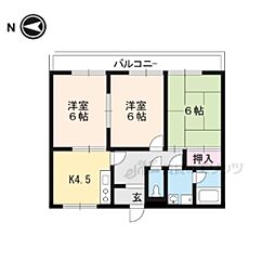 JR湖西線 大津京駅 徒歩2分の賃貸マンション 1階3DKの間取り