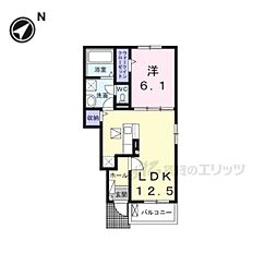 近江鉄道近江本線 八日市駅 徒歩30分の賃貸アパート 1階1LDKの間取り