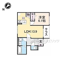 近江鉄道近江本線 彦根口駅 徒歩14分の賃貸アパート 1階2LDKの間取り