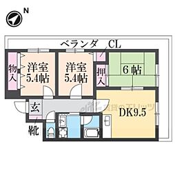 ジョイパレスチシロ 3DKの間取図画像