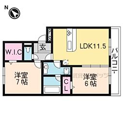 ＴＩＥＣＨＥＬ 1階2LDKの間取り