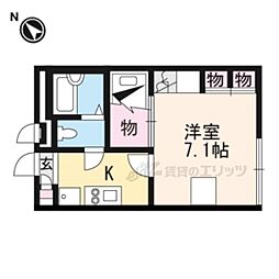 JR東海道・山陽本線 南彦根駅 徒歩7分の賃貸アパート 2階1Kの間取り