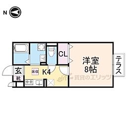 JR東海道・山陽本線 河瀬駅 徒歩3分の賃貸アパート 1階1Kの間取り