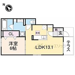 エーリ・フノマージュ 1階1LDKの間取り