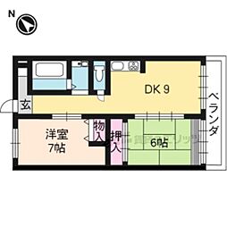 JR東海道・山陽本線 瀬田駅 徒歩6分の賃貸マンション 4階2LDKの間取り