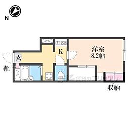 JR湖西線 堅田駅 徒歩8分の賃貸アパート 1階1Kの間取り