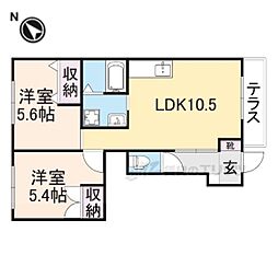 ティンカーベル 1階2LDKの間取り