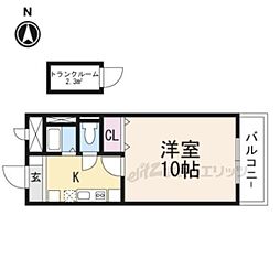 十一屋ブラウンシュガービル 1Kの間取図画像