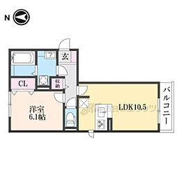 ヴィラシャルマン 2階1LDKの間取り