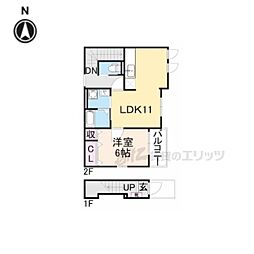 ライズ 2階1LDKの間取り