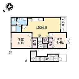 アウローラ 2階2LDKの間取り