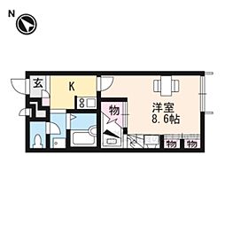 レオパレス湖月 1Kの間取図画像