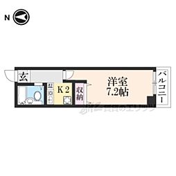 T.Oコーポ石山B 1Kの間取図画像