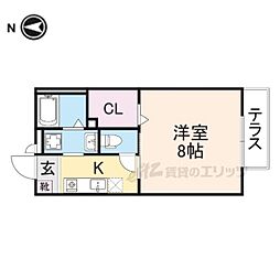 リヴェールK 1Kの間取図画像