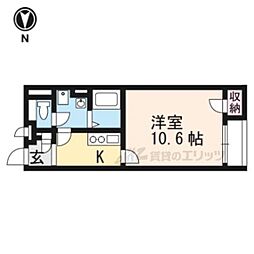 レオネクスト阿星 1Kの間取図画像