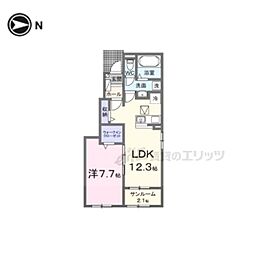 ヒカルサ仰木の里II 1LDKの間取図画像