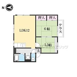 菩提樹ハイツD 2LDKの間取図画像