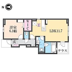 プラシード新城2 1LDKの間取図画像
