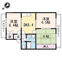 ヒューマンハイム貴生川 3DKの間取図画像