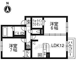 ヴェルコートA 2LDKの間取図画像