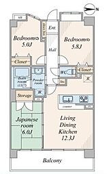 クレストフォルム王子サウスステージ 3LDKの間取図画像