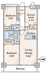 ナイスアーバン北綾瀬第2 2LDKの間取図画像