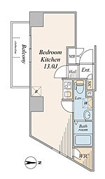 グランド・ガーラ南麻布 ワンルームの間取図画像