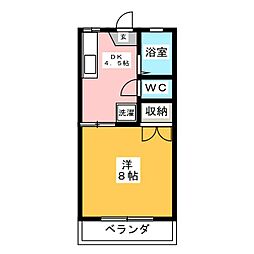 クレスト東海 1Kの間取図画像