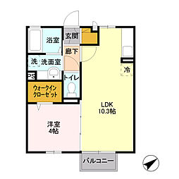 フェリーチェ桜 1LDKの間取図画像
