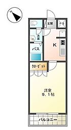 エスポアール 1Kの間取図画像