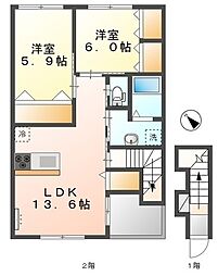 アンジュエールA 2LDKの間取図画像