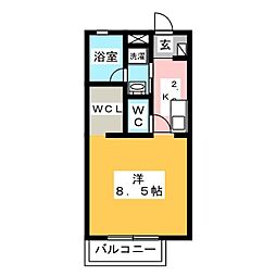 Lasaisonくず葉の森B ワンルームの間取図画像