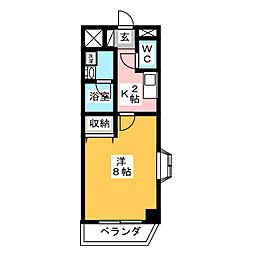 フェリーチェK 1Kの間取図画像