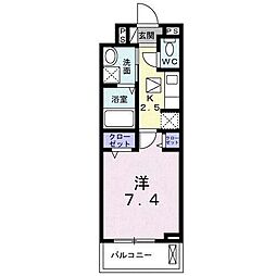 オーブ 1Kの間取図画像