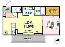アンソレイユ宮ノ上 1LDKの間取図画像