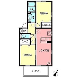 ルピナス二番館 2LDKの間取図画像
