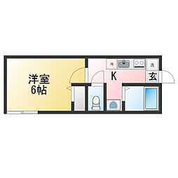 キャトルズ南矢名 1Kの間取図画像