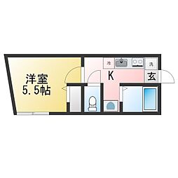 キャトルズ南矢名 1Kの間取図画像