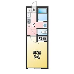 キャトルズ南矢名 1Kの間取図画像