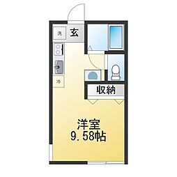 キャトルズ南矢名 ワンルームの間取図画像