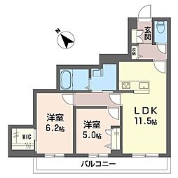 グリナージュ 2LDKの間取図画像
