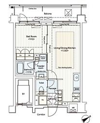 カスタリア鶴見 3階1LDKの間取り