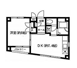 ロイヤルコスモ 4階1DKの間取り
