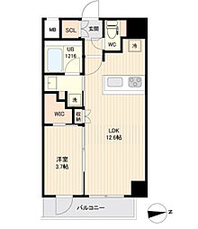 ORSUS大鳥居 3階1LDKの間取り