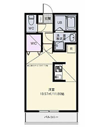 サーチメゾンII 2階ワンルームの間取り