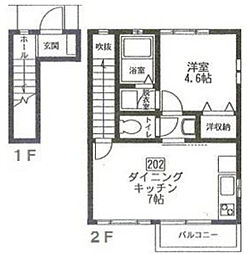 ミーアカーサ大和 2階1DKの間取り