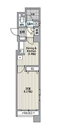 パワーハウスBS 8階1DKの間取り