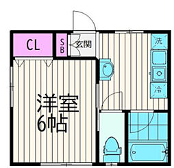 ギャラリーハウス 2階1Kの間取り
