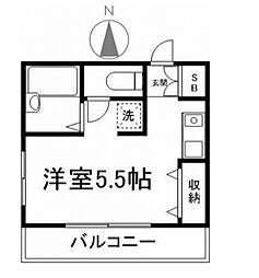 フォレスト大森 3階ワンルームの間取り